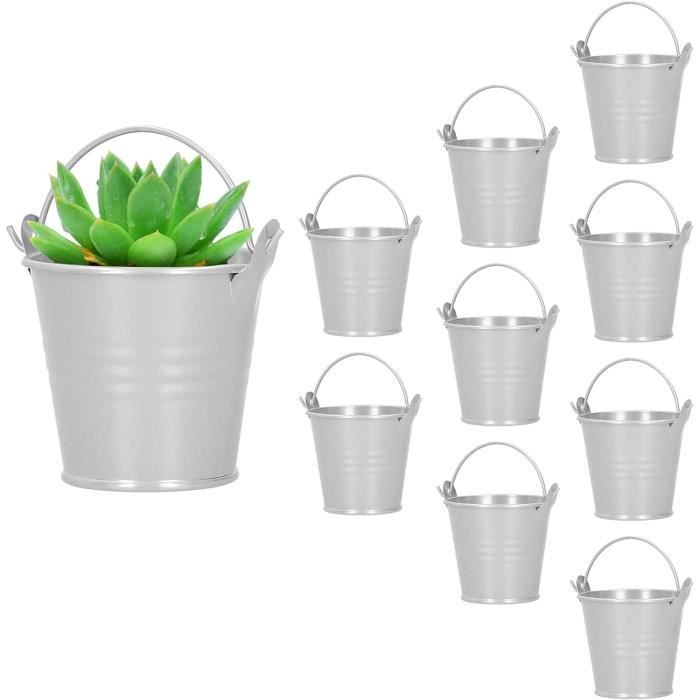 12 Mini Seaux En Métal Argenté - Pour Dragées De Mariage, Bonbons Ou Déco