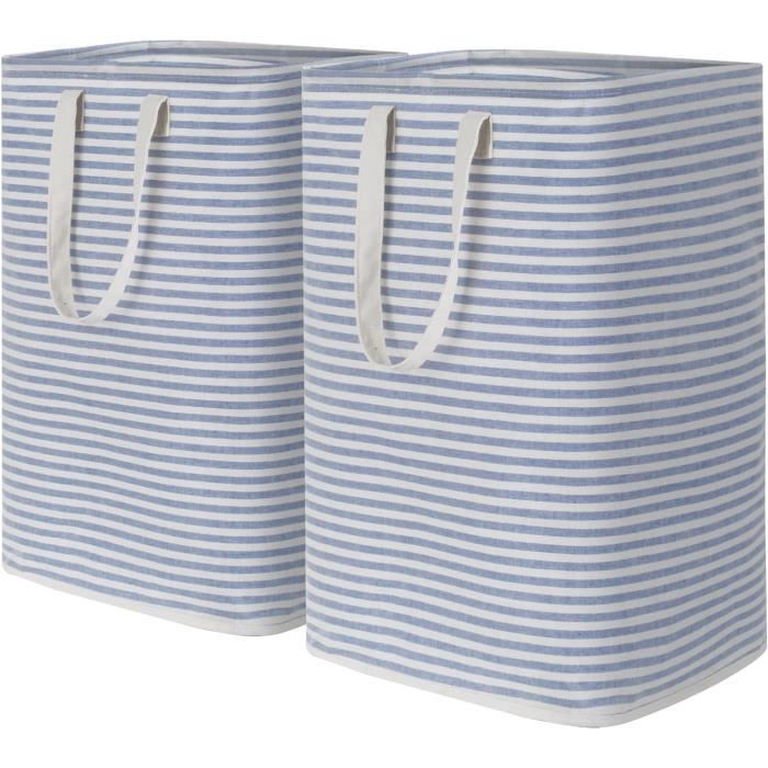 Cenvialuxy Panier à Linge Pliable 75L - Modèle Floral Rose + Bleu - Corbeille Linge Sale Imperméable Avec Poignées