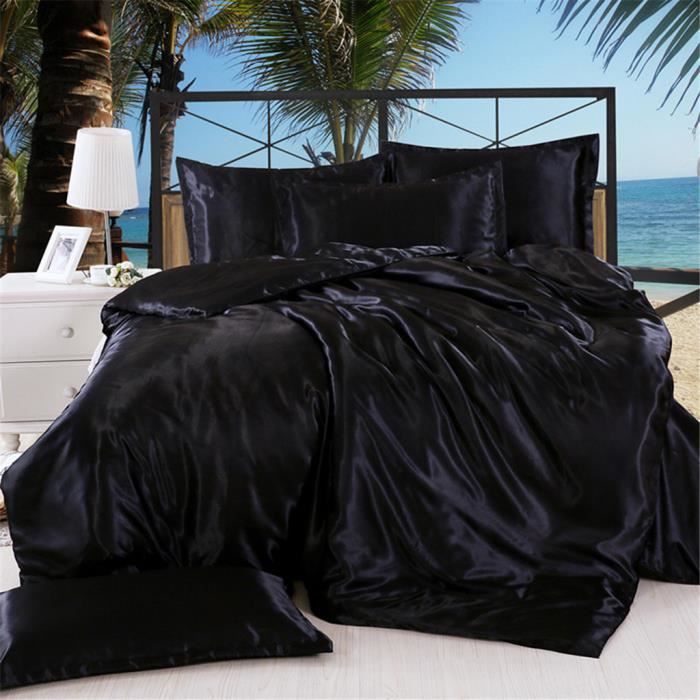 Satin Charmeuse Ensemble de draps en soie souple Roi Feel Literie 3 pièces de luxe en or