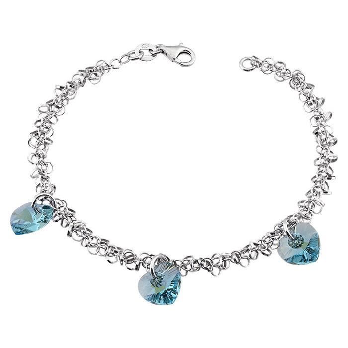 Bracelet Coeur bleu Argent Cristal de Swarovski - Achat / Vente ...
