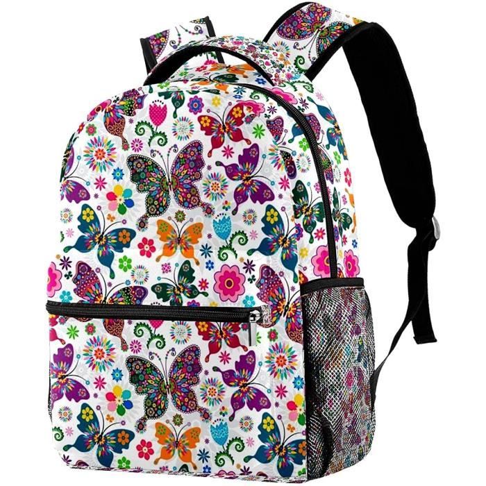 Sac ?� dos scolaire Sac de universitaire pour femmes et hommes, conque ?� rayures bleues et 