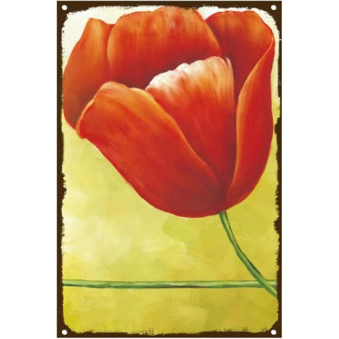 Plaque Métal Vintage 36x25cm – Savon à La Rose, Motif Fleurs, Décoration Murale