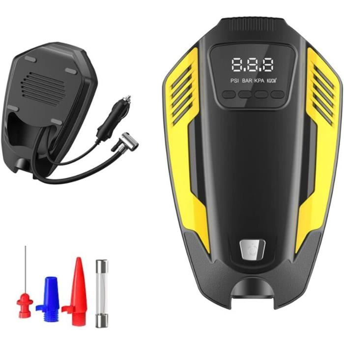 Gonfleur Électrique Portable 150 PSI – Mini Pompe à Air Batterie 3600mAh, LED, Modes Auto Vélo/Voiture/Ballon, Lumière SOS