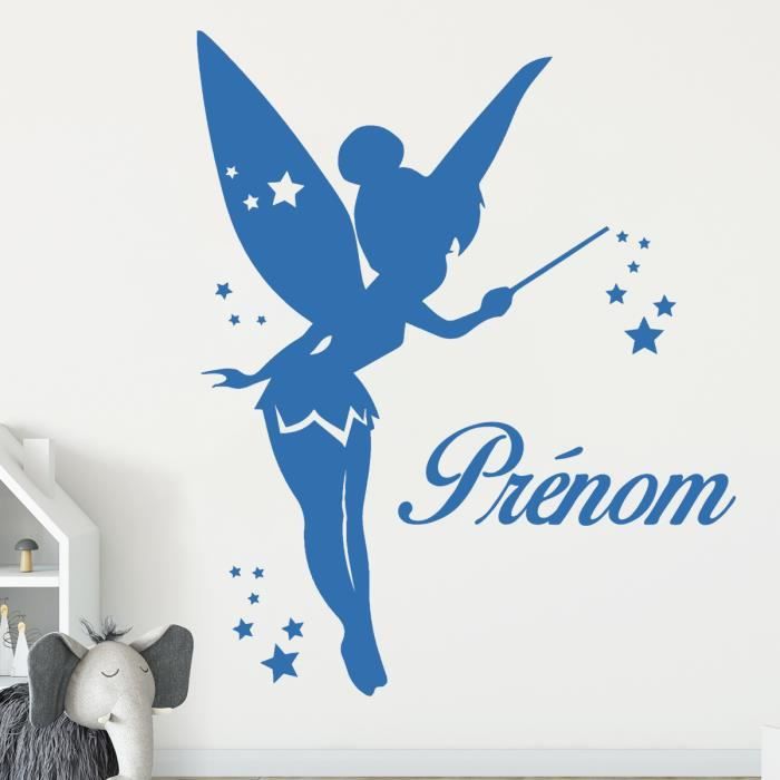 Stickers Muraux Deco Chambre Enfant Sticker Personnalise Avec Votre Prenom Fee Clochette Bleu Trafic 400x500 Mm Achat Vente Stickers Cdiscount