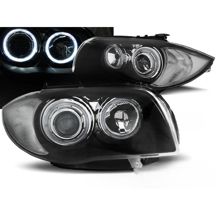 Paire de feux phares BMW Serie 1 E87 / E81 de 2004 a 2011 angel eyes noir-27361121