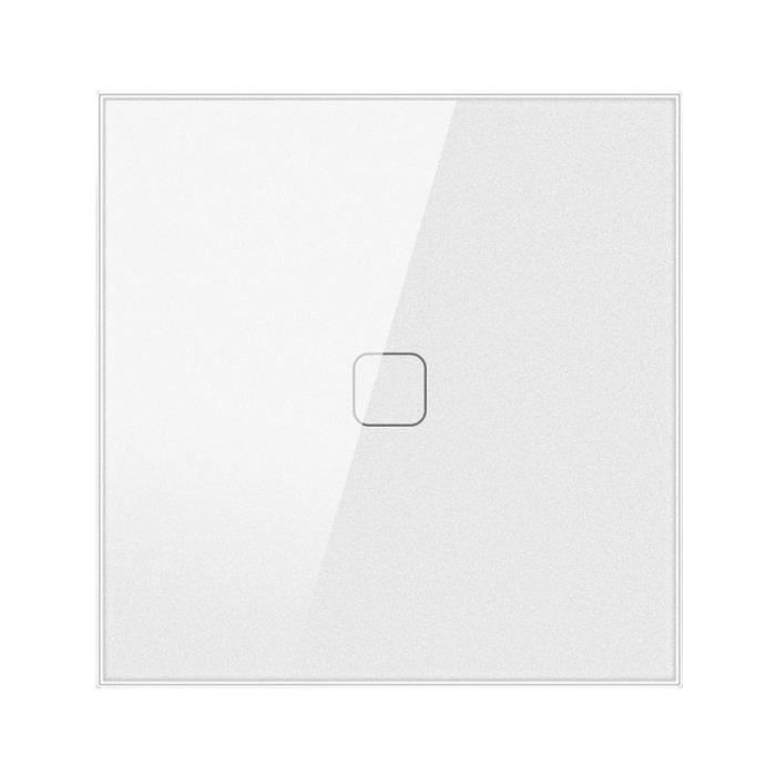JIMEIDA Interrupteur tactile intelligent, pas de neutre nécessaire, Alexa Switch fonctionne avec Google Home, minuterie, plaque en verre blanc sans vis et rétroéclairage LED, 1 gang