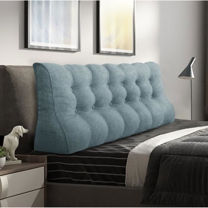 VERCART Coussin de Lecture Coussin de Tête de Lit Coussin à Coins Oreiller de Soutien du Dos Lin Gris 180CM