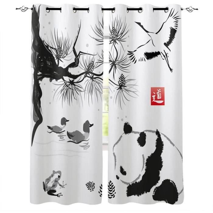 Rideau Panda 3D Enfant - Microfibre Polyester 46x54 Cm - Décoration Chambre Animal Mignon