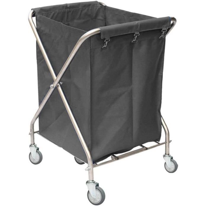 Chariot à Linge 400L Graywlof - Acier Inoxydable - 120kg Charge - Roulettes 4 Pouces - Pour Hôtel, Maison, École