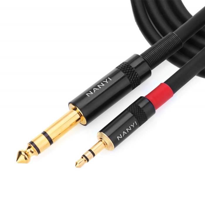 Câble Audio Jack 3,5 Mm Vers 2x6,5 Mm - 5 Mètres, Qualité Professionnelle, Noir - 6