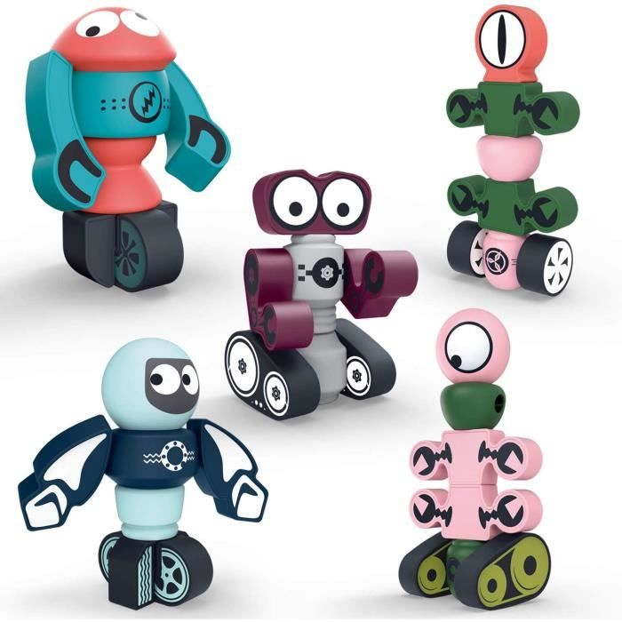Lawfig - Jouets de voiture d'ingénierie magnétique transformable assemblés, jouets de voiture magnétique assemblés avec boîte de rangement (série d' ingénierie (35 pcs