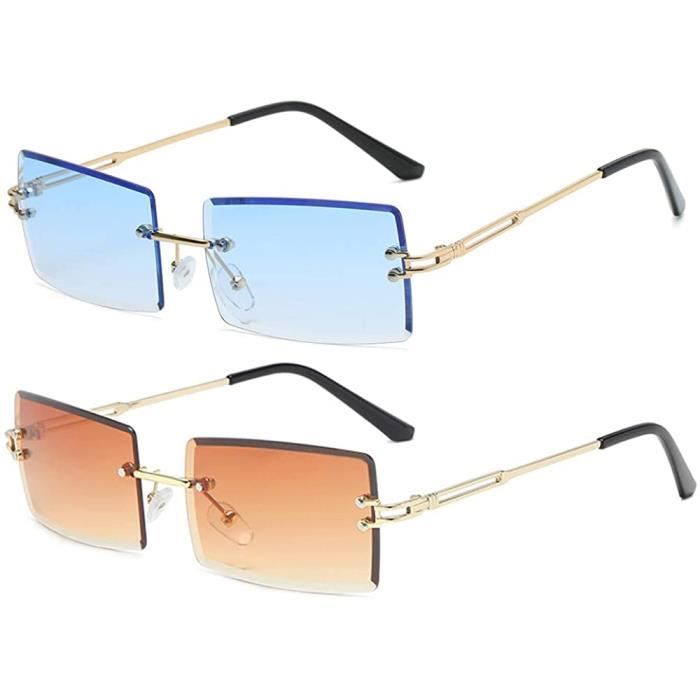 Lunettes de soleil rectangulaires sans monture Pour femme