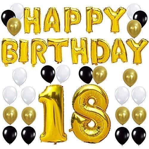 Kungyo Joyeux Anniversaire Happy Birthday Lettres Ballon Nombre 18 Mylar Foil Ballon 24 Pieces Noir Or Blanc Latex Ballon Parfait Achat Vente Ballon Decoratif Soldes Sur Cdiscount Des Le Janvier Cdiscount