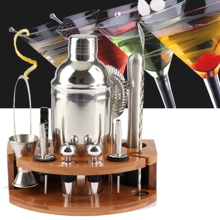 deeltje Periodiek Landelijk Accessoires bar,12 pièces Cocktail Shaker faisant ensemble Kit de barman  avec support en bambou bricolage mélangeur de boissons en - La cave  Cdiscount