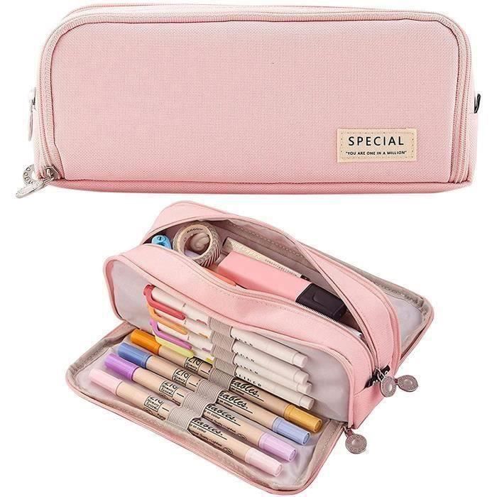 Grande Trousse à Crayons à 3 Compartiments Durable Pour Adultes Et