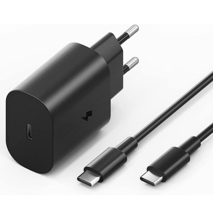 Chargeur Rapide PD 20W + Câble USB-C 2m - Compatible Logicom Le Smooth Et Autres Smartphones