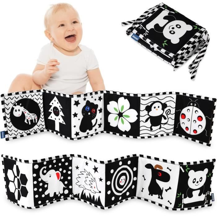 Livre d'éveil Bébé - Livre Noir et Blanc - Tissu Doux - Jouet Sensoriel - 0-6 Mois - Librairie Livre d'éveil Bébé - Livre Noir et Blanc - Tissu Doux - Jouet Sensoriel - 0-6 Mois - Librairie