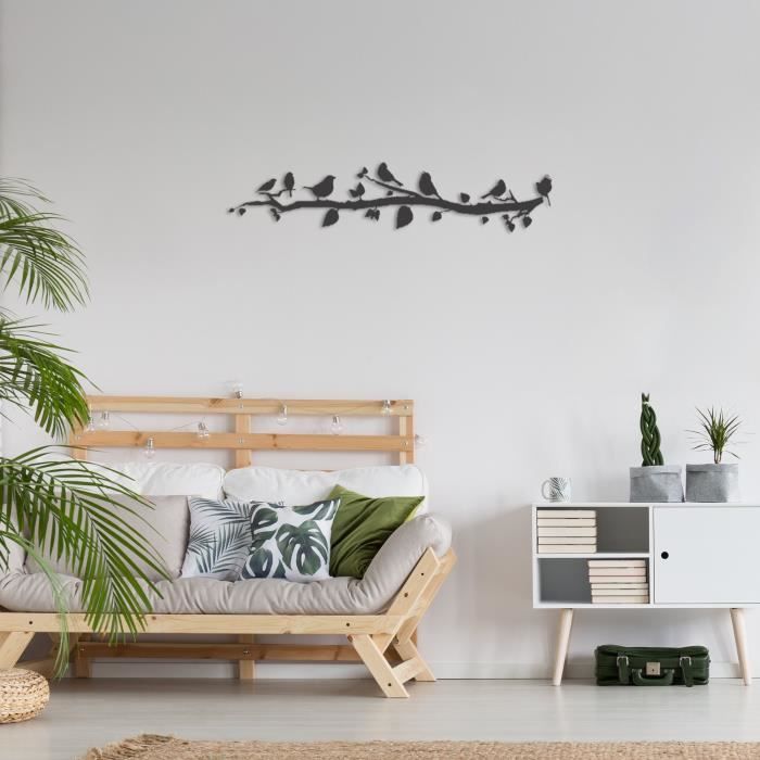 Décoration Murale Oiseaux Sur Branche En Métal - 40x12cm
