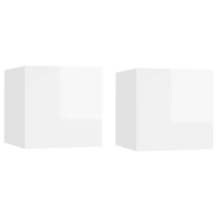 Tables De Chevet 2 Pcs Blanc Brillant 40x35x47,5 Cm - Table De Chevet 2 Pcs Blanc Brillant 40x35x475 Cm Table De Chevet Meuble De Chambre Armoire De Chevet Commode Design Moderne 86026816