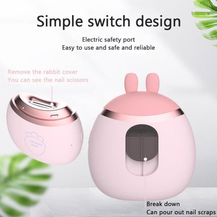 Drfeify coupe-ongles pour enfants Coupe-ongles électrique pour bébé,  automatique, outil de manucure pour hygiene repose-main ROSE