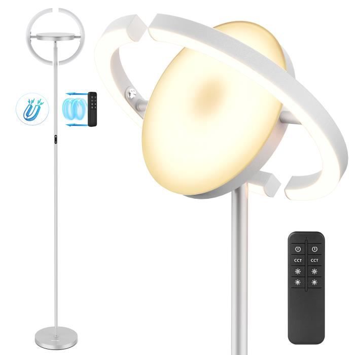 Lampadaire sur pied FIMEI avec Luminosité Réglable 3000K-6000K Température de Couleur Saturn Lumière Centrale Vers le Haut - Gris