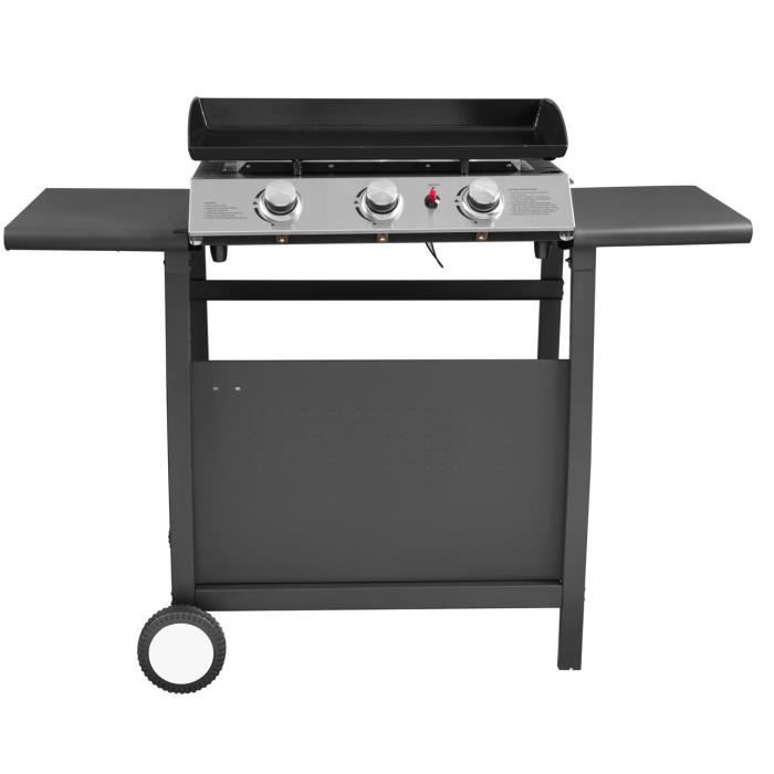 Plancha Gaz 3 Feux Sur Chariot