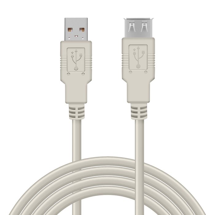Rallonge Câble USB 2.0 3,00 m Waytex 11330 Mâle A vers Femelle A, Gris pour imprimante, souris, clavier et tout périphérique USB