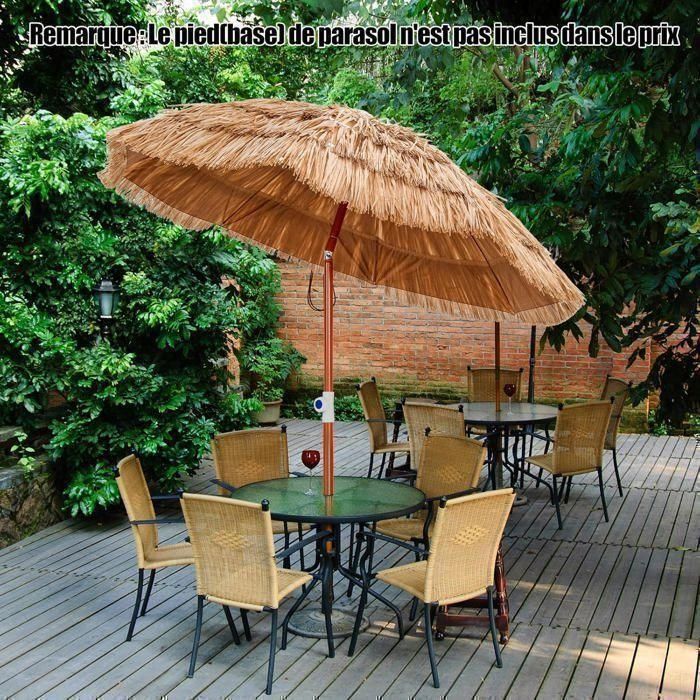 Parasol de Plage Inclinable GIANTEX-Hawaii Parasol Paille UPF 50+ PP-Ø 1 75M Hauteur Réglables-8 Baleines pour Terrasse Jardin