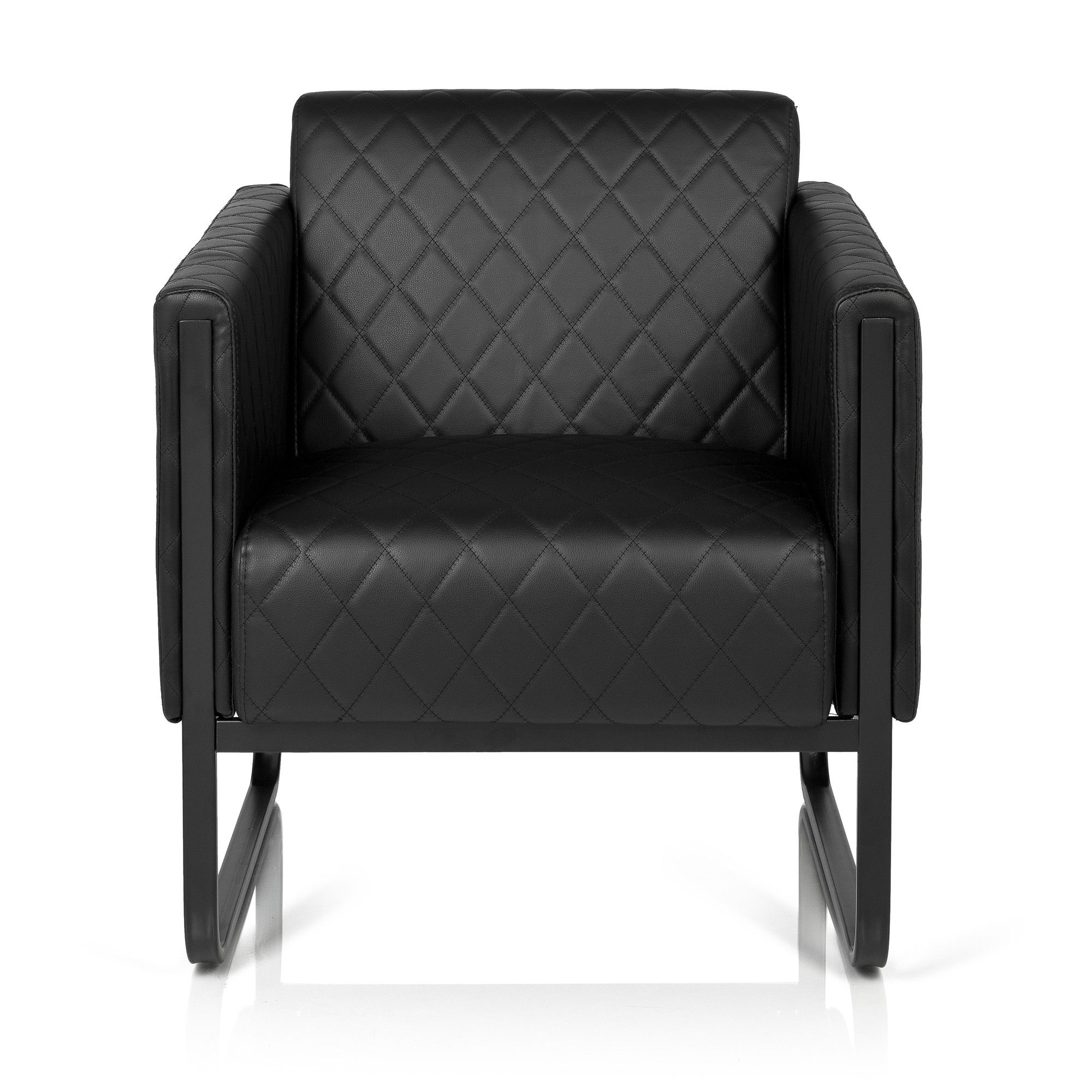 fauteuil lounge aruba black châssis noir simili cuir 1 place noir hjh office