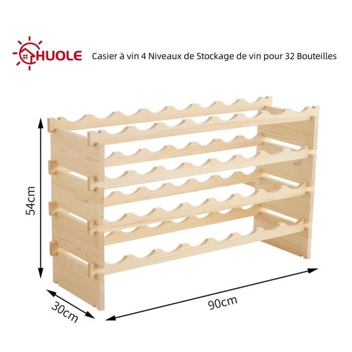 Casier à Bouteilles En Bois Massif De Récupération - 55x23x85 Cm - Brun