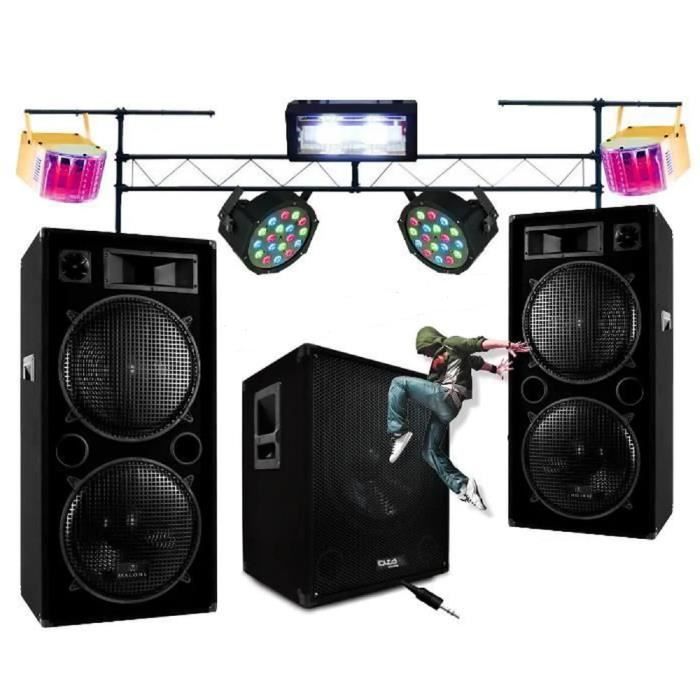 DJ PACK SONO + JEUX DE LUMIÈRE + PORTIQUE DJ 3M ROBUSTE PA DJ SONO LED MIX LIGHT CLUB DISCO FITNESS SPORT ZUMBA MARIAGE
