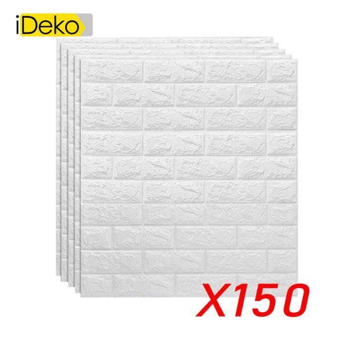 iDeko® 150X Papier Peint 3D Simulation Briques de pierre Bricolage PE mousse DIY Auto-Adhésif imperméable Blanc 0.7*0.77 (M)