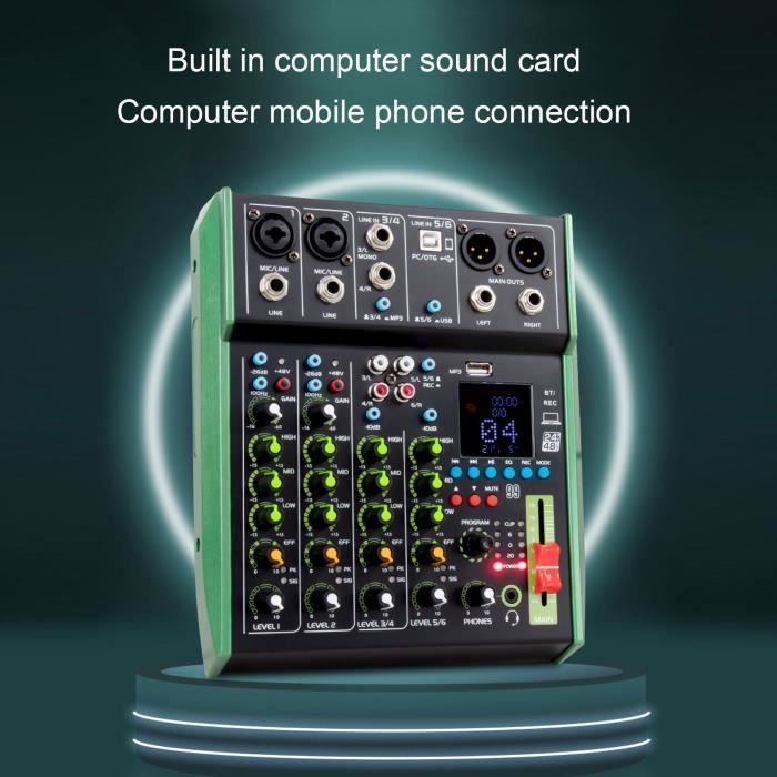 Vonyx STM-3020B Table Mixage 6 Canaux USB/MP3 – Idéale DJ Mobile, Karaoké, 2 Micros Talkover, Sortie Casque Compacte
