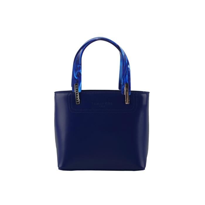 LAMARTHE Sac port main en refente de cuir PORTOFINO Bleu