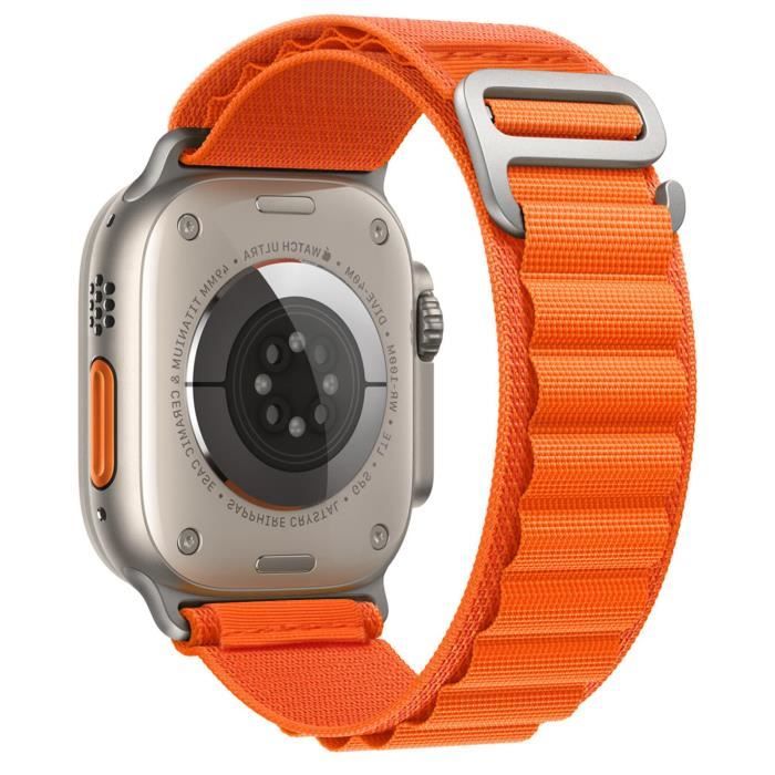 Boucle Alpine Bracelet Compatible Apple Watch Series 6/5/4/3/SE/Ultra/8/7  (49mm 44mm 45mm 42mm)Bracelet de Tissé élastique Orange