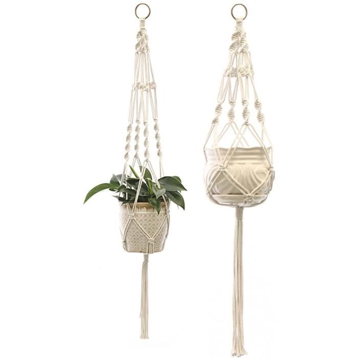 Macrame Gold • Cintres de pot en macramé des années 1970