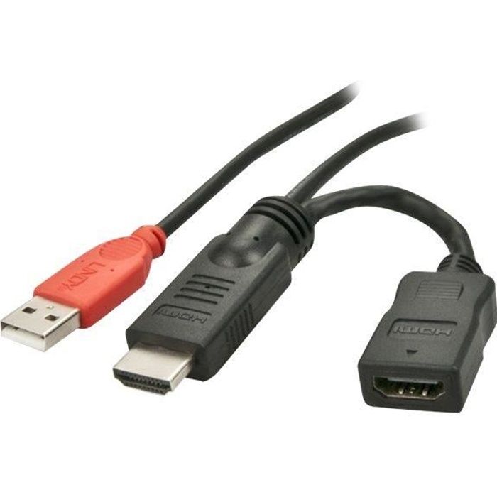 Câble HDMI injecteur d'alimentation avec USB type A mâle, 15 cm