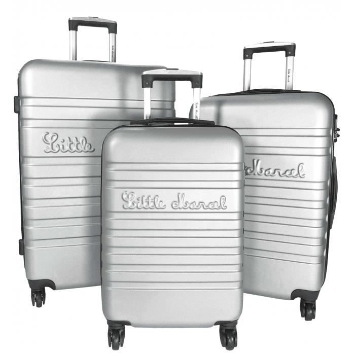 set de 3 valises rigides little marcel abs argent - lm10323n