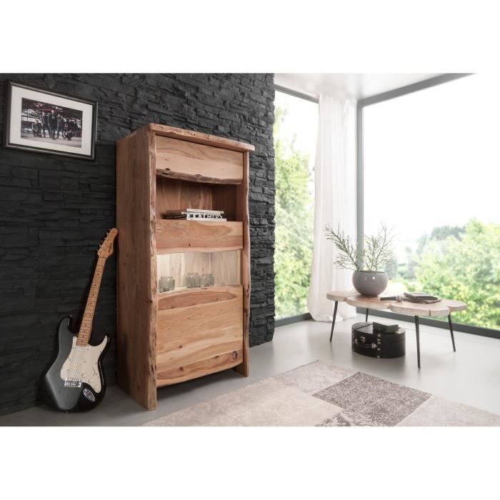 Vitrine - Bois massif dacacia laqué (Bois naturel) - Design naturel - PURE EDGE 110