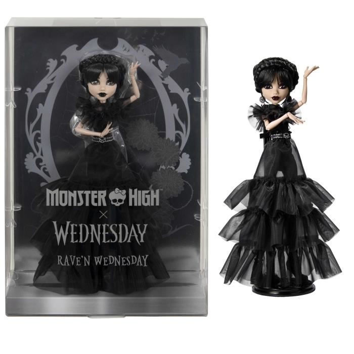Monster High Mercredi Addams en Tenue de Bal Poupée à Collectionner vêtue d’Une Robe Gothique inspirée de la scène de Danse Accessoires de qualité et Socle pour poupée HXJ03 - vue 8
