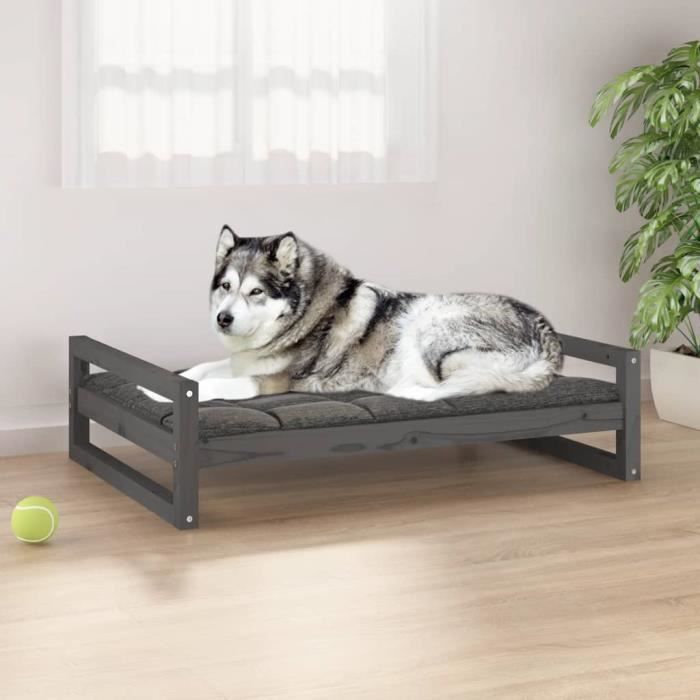 Meilleurs prix pour Lit pour chien - Mothinessto - LY2383 - Bois de pin massif - 105,5x75,5x28 cm - Gris