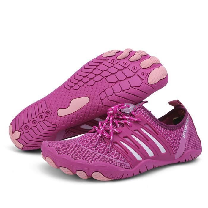 Chaussures Aquatiques Exterieur Homme Femme Antidérapant Séchage Rapide Chaussures de Plage Léger Respirant - Violet