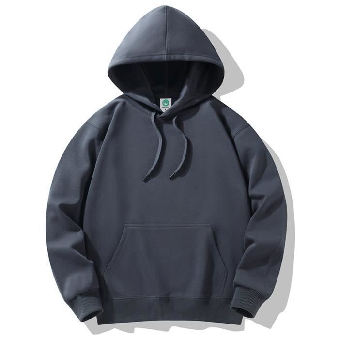 Sweat A Capuche Manches Longues Pour Homme Col Capuche En Coton Mi Saison Gris fonce