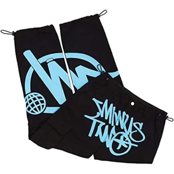 Jeans Cargo Baggy Homme - Style Y2K Hip-Hop - Taille Haute, Poches étoilées - Coupe Droite - 2