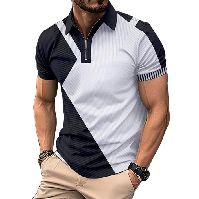 Polo Homme de sport Golf Tennis Bloc de couleur Manche Courte en