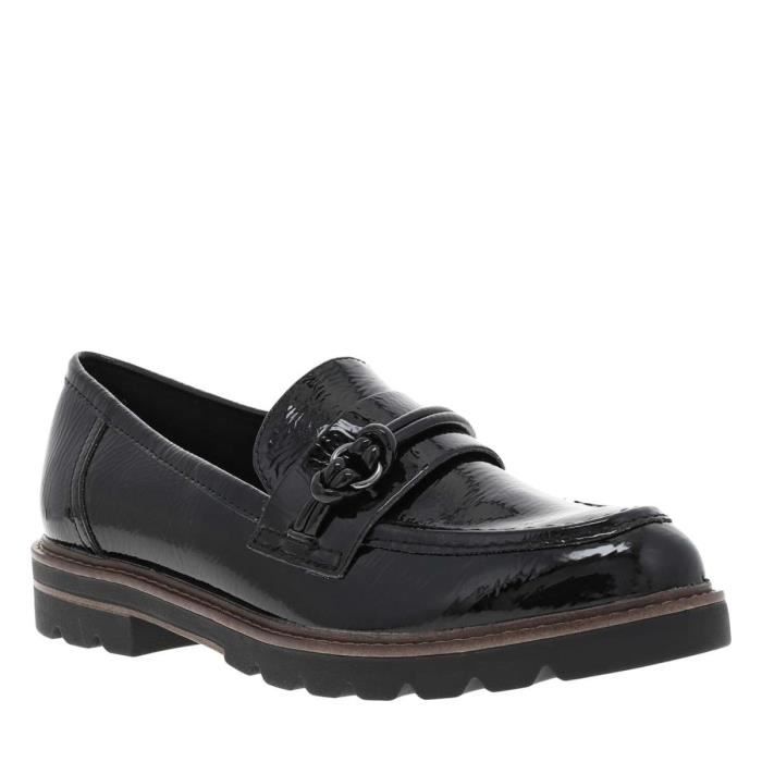 Mocassins femme confort unies à talon compensé et bride ve... noir