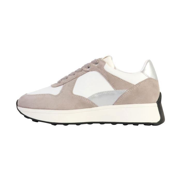 Geox Basket Basse Cuir Geox Amabel Nappa Suede - Blanc/Rock