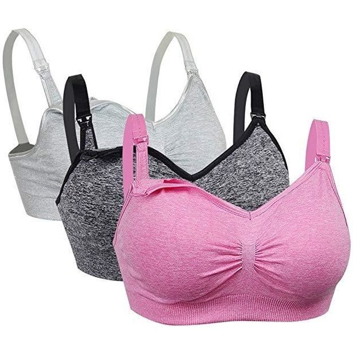 Lot de 3 Soutien-Gorge Allaitement Femme Maternité Brassière d'allaitement  Bra de Grossesse Postnatal Sans Armature Sous-vêtement