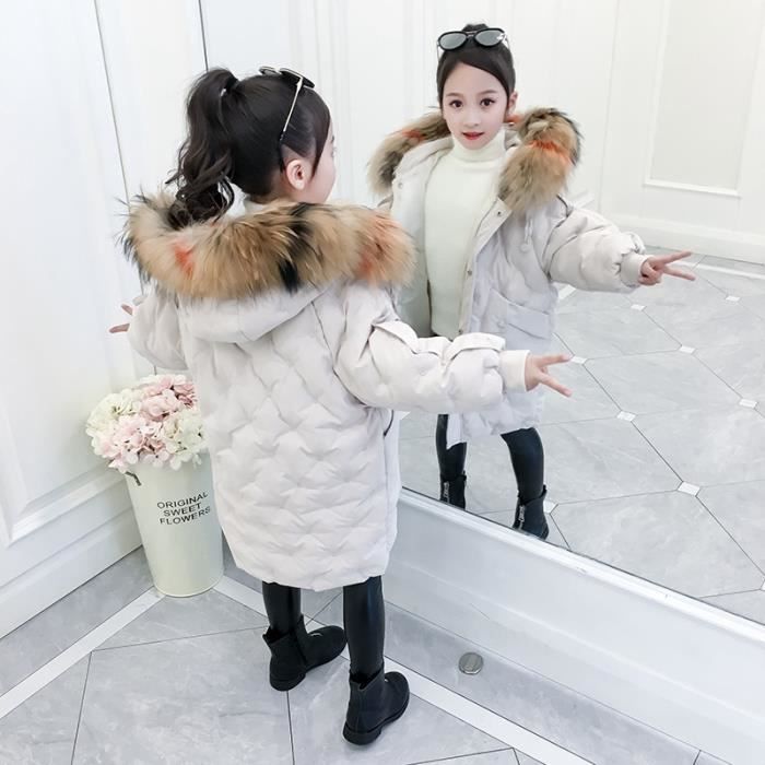 Doudoune Enfant Fille De 6 à 14 ans Chaude Hiver Epaisse avec Capuche  Mi-longue Couleur Unie Blanc - Cdiscount Prêt-à-Porter