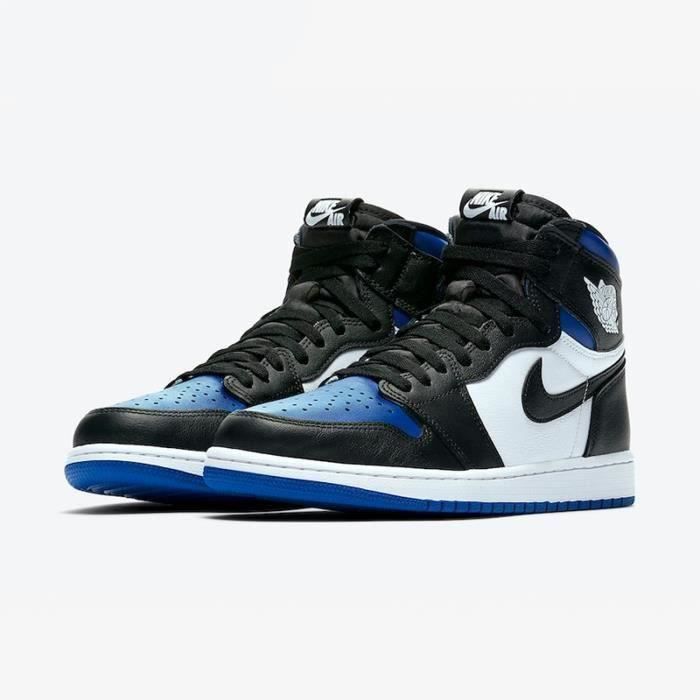 Basket Air-Jordan 1 Retro High Chaussures de AJ 1 pour Homme Femme Noir -  Bleu - Blanc AJS590706 Noir - Cdiscount Chaussures